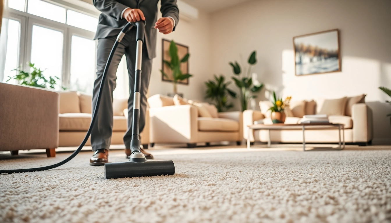 Carpet cleaning placer county expert providing quality service in a cozy living room.
