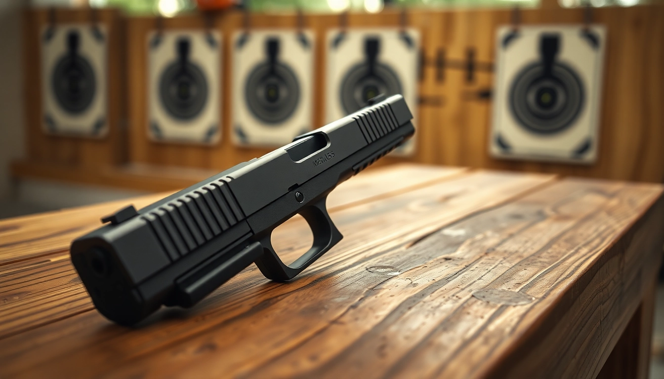 Close-up view of glock 17 slide highlighting its design and craftsmanship in an outdoor setting.
