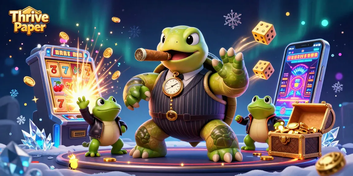 Win big with Thrive Paper’s vibrant casino illustration showcasing dynamic characters and bursting jackpots.