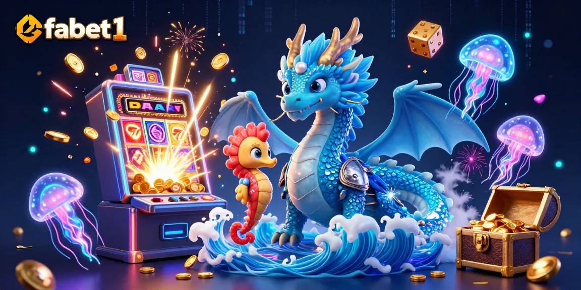 Experience fabet1's thrilling jackpots with vibrant gaming scenes featuring a dragon and neon jellyfish.