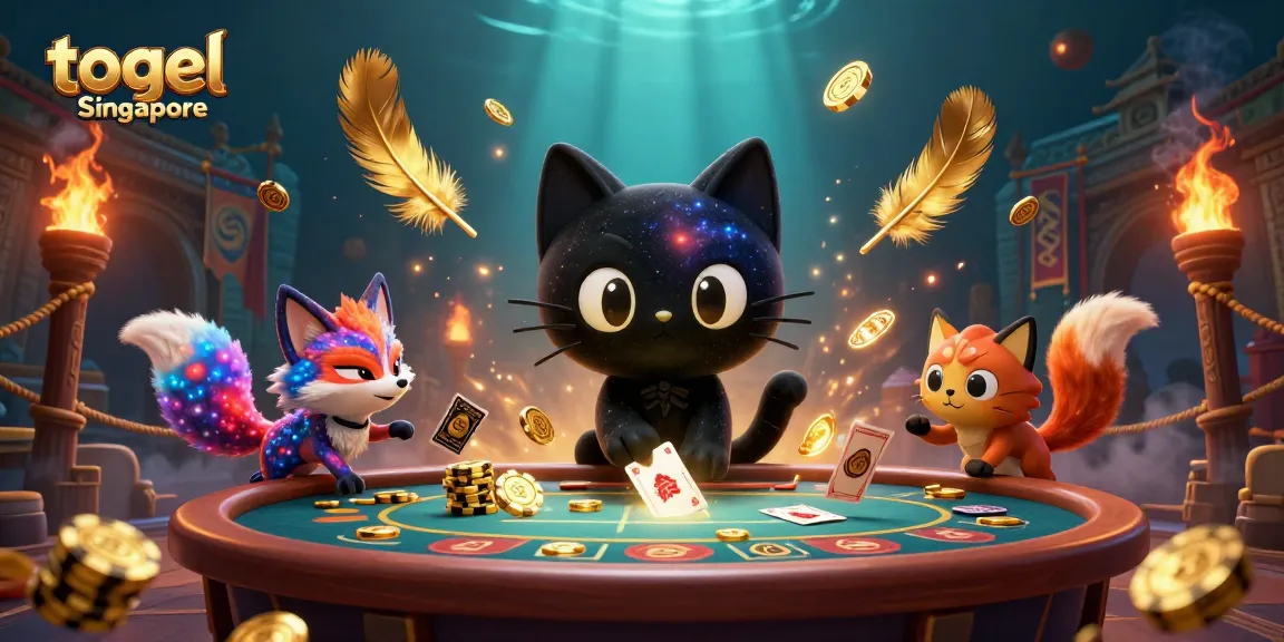 Engage with the vibrant world of togel Singapore at a cosmic casino with whimsical characters.