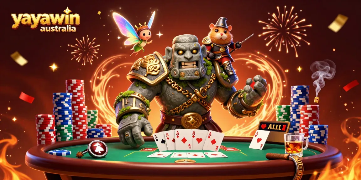 Experience the thrill of yayawin australia with animated casino characters amid vibrant poker action.