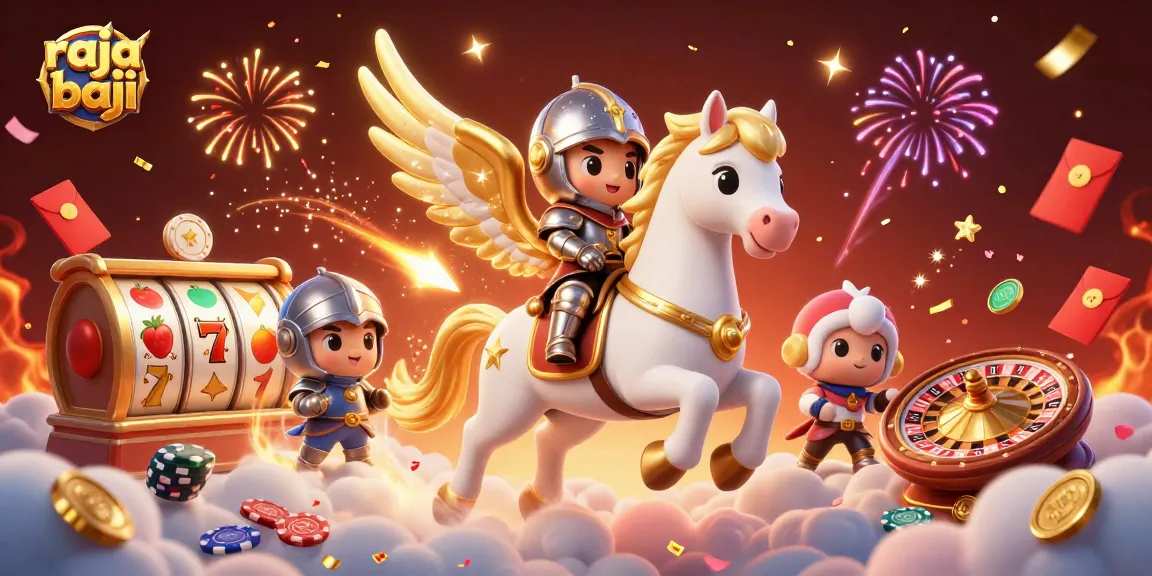 Engage with raja baji through stunning celestial imagery of an armored knight and a magical horse.