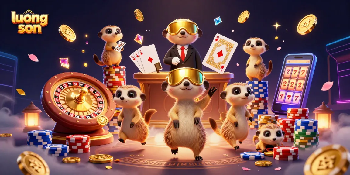 Experience the excitement of gambling at luong son casino with meerkats running card games and slot machines.