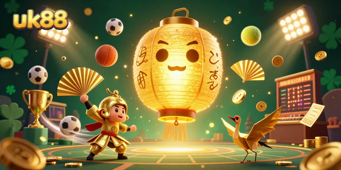 Experience exciting gameplay with uk88 through a vibrant 3D casino scene bursting with energy.
