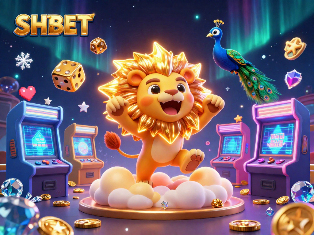Win big with SHBET in a vibrant 3D casino scene full of dynamic game elements and lucky characters.