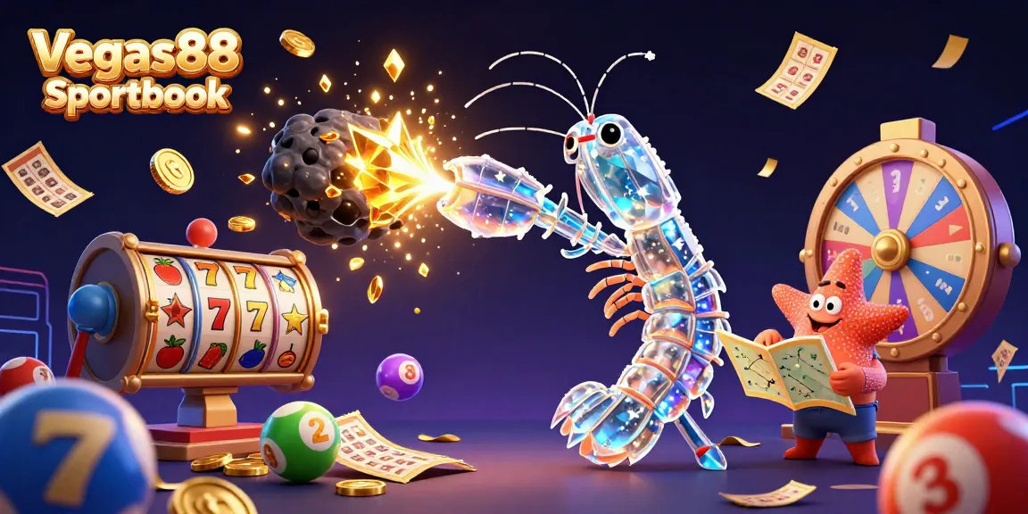 Experience exciting wins with Vegas88 Sportbook in this dynamic casino-themed illustration featuring vivid action!