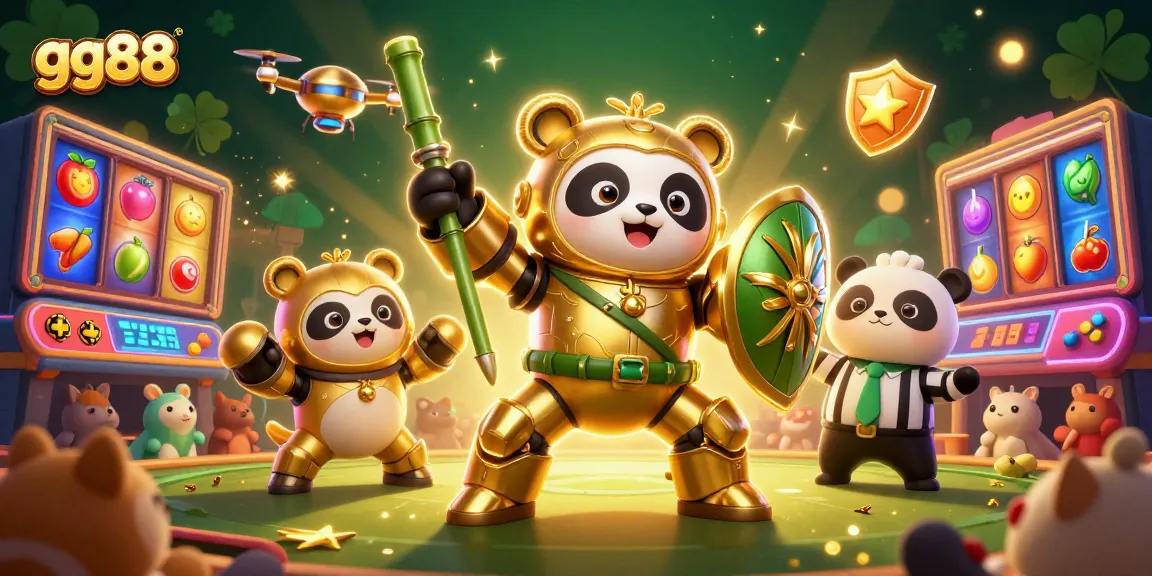 Engage with gg88's thrilling slot adventures featuring a golden panda in a dynamic gaming arena.