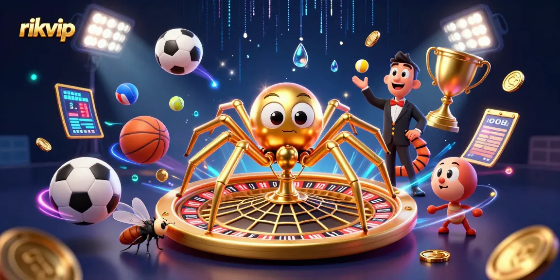 Engage with rikvip's thrilling bets as a golden spider spins a roulette web!