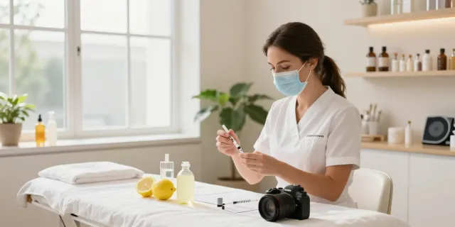 Preparing lemon bottle peptide injections in a modern wellness clinic.