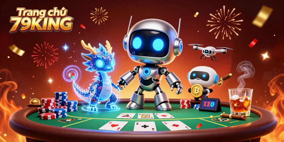 Join the excitement at Trang chủ 79KING with a vibrant 3D casino illustration showcasing poker action!