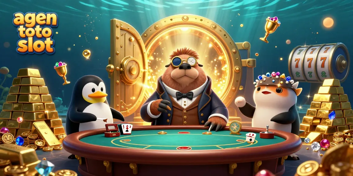 Experience thrilling wins with agen toto slot at an underwater poker table full of treasure and excitement.