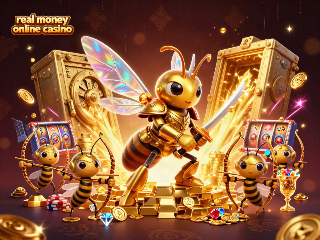Experience the excitement at real money online casino with animated characters and casino treasures.