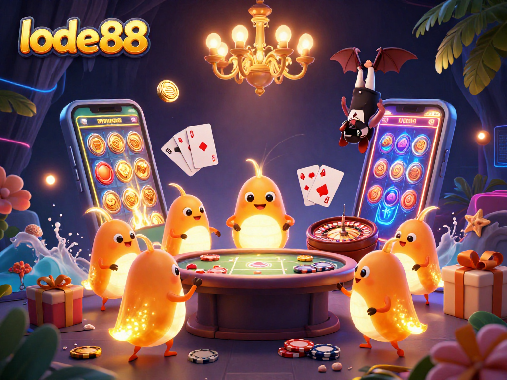 Experience thrilling gaming at lode88 as glowworms illuminate a vibrant fantasy casino scene.