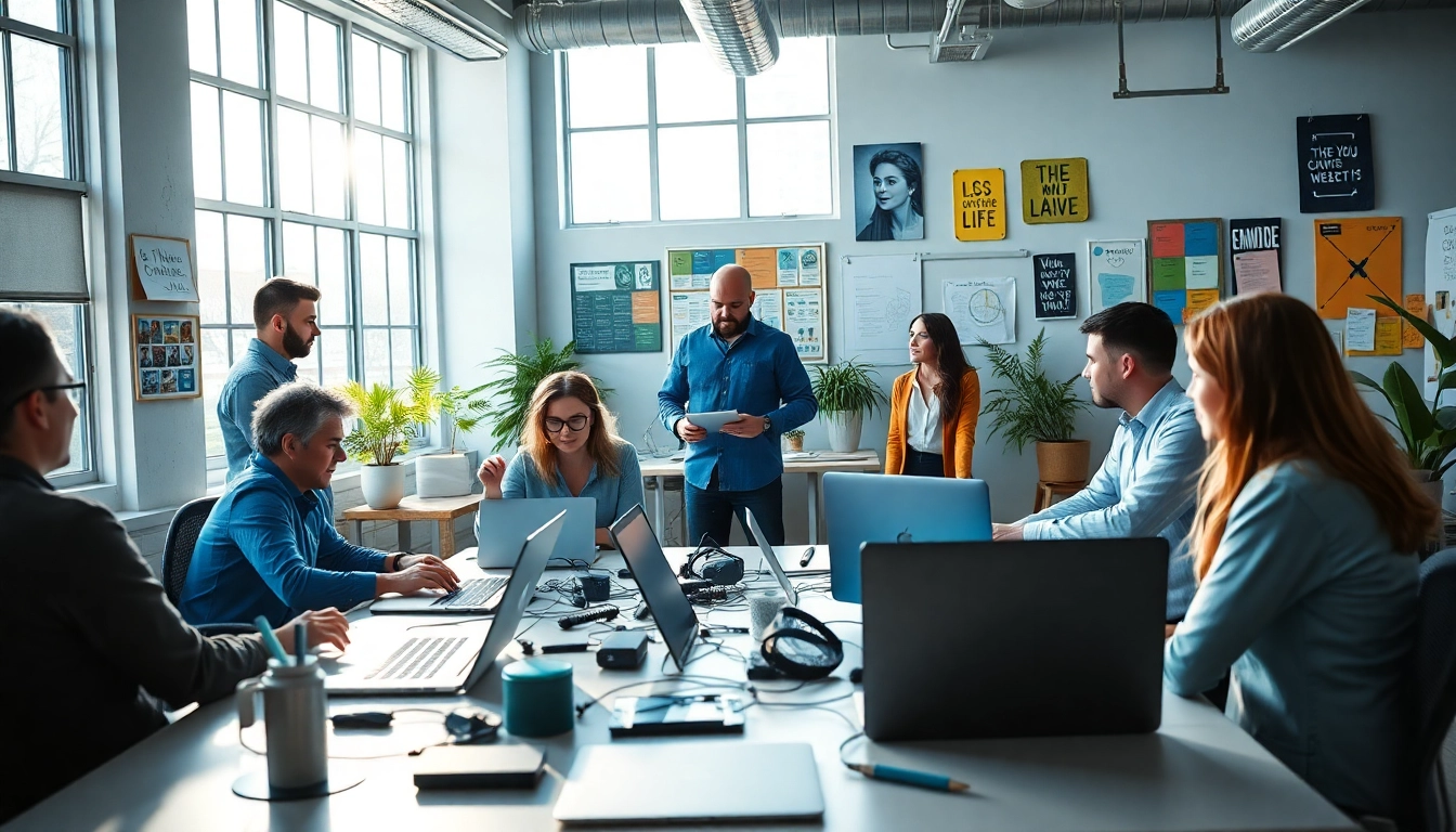 Team collaboration in a digital advertising agency, showcasing innovation and creativity.