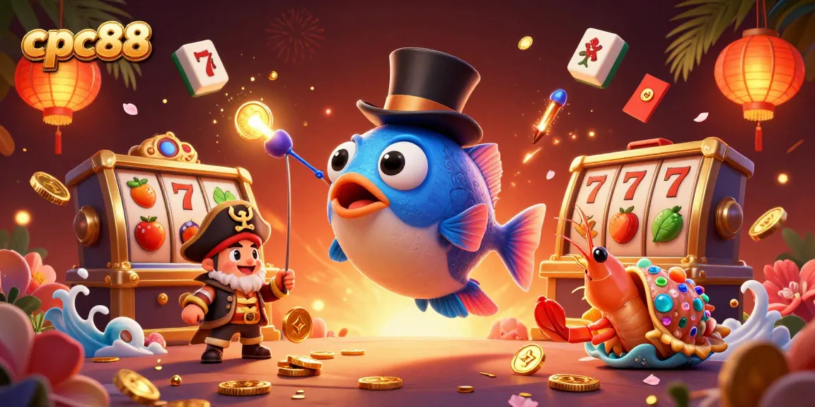 Experience top-rated gaming with cpc88, featuring a vibrant scene of slots and characters!