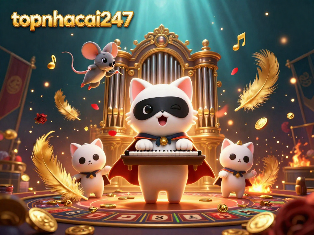 Engage with topnhacai247's vibrant coin flip game artwork featuring rich details and dynamic casino elements.