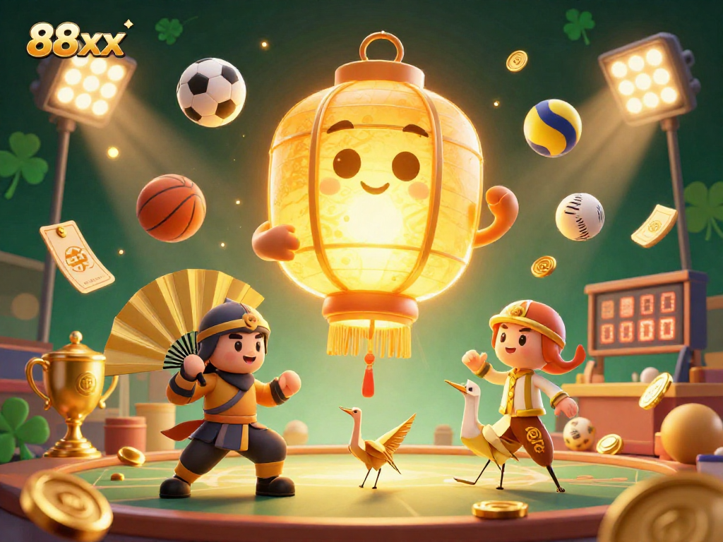 Experience thrilling bets at 88xx with dynamic sports elements and golden lantern spirit.