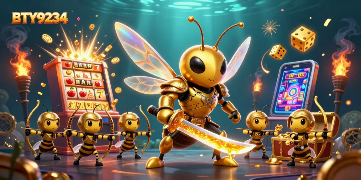 Engage with BTY9234's vibrant jackpot scene featuring golden hornet samurai and rich casino elements.