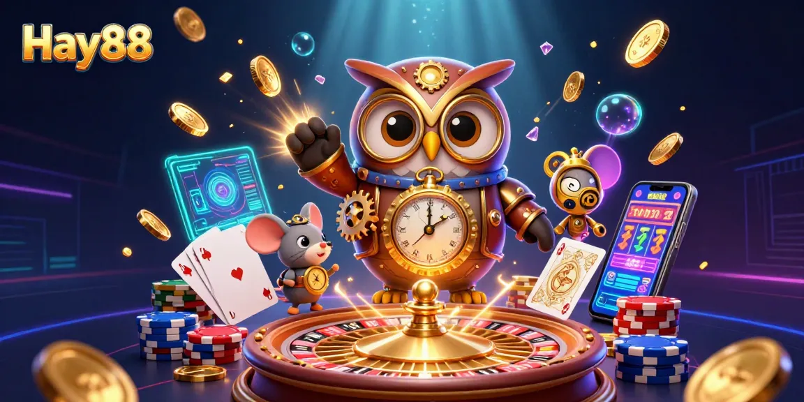 Experience excitement at Hay88 with this vibrant 3D casino scene full of dynamic gaming elements.