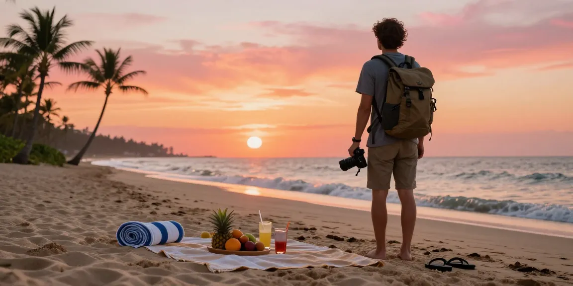 Persona disfrutando del atardecer en la playa mientras explora etb pago.