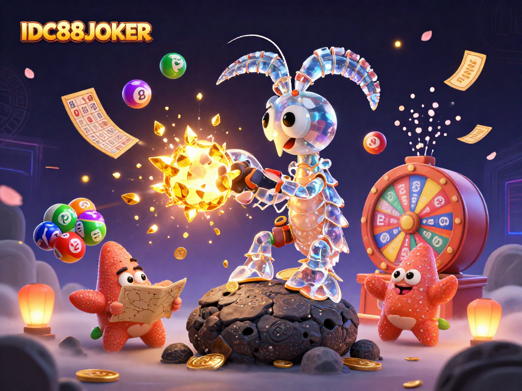 Engage with IDC88JOKER in an exhilarating lottery scene filled with vibrant elements and dynamic game action.