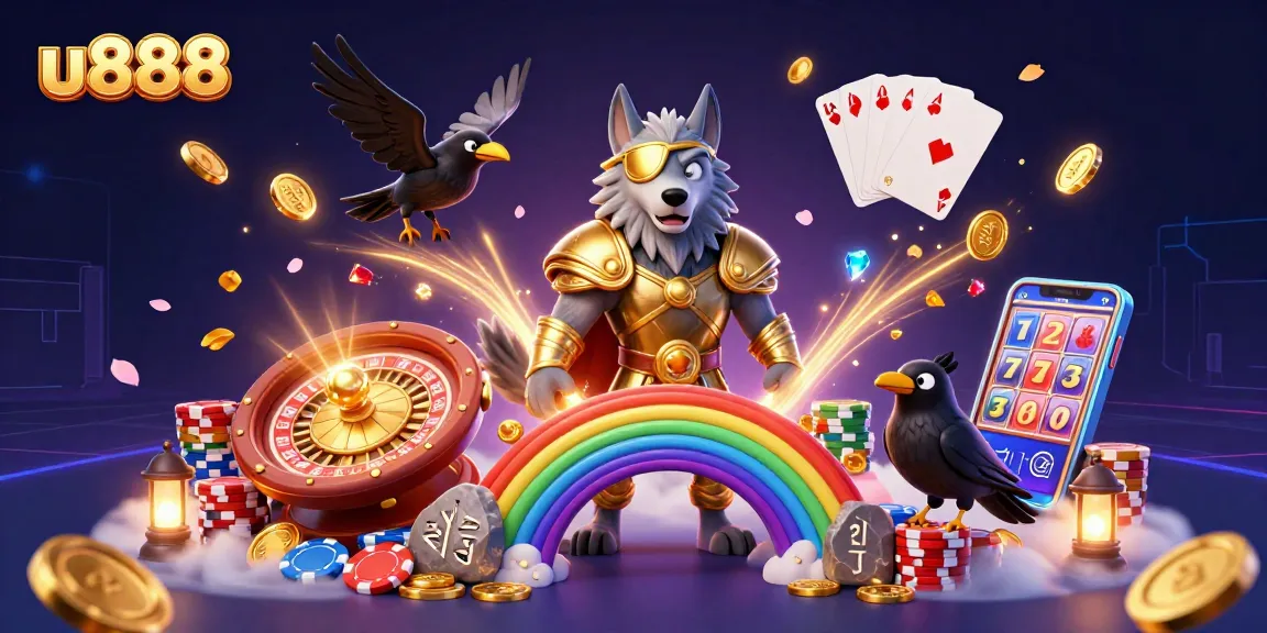 Engage in thrilling gambling action with u888, featuring vibrant Norse characters and casino elements.