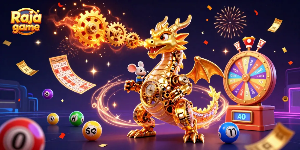 Engage with Raja game through a vibrant scene full of golden ticket excitement and immersive gaming elements.