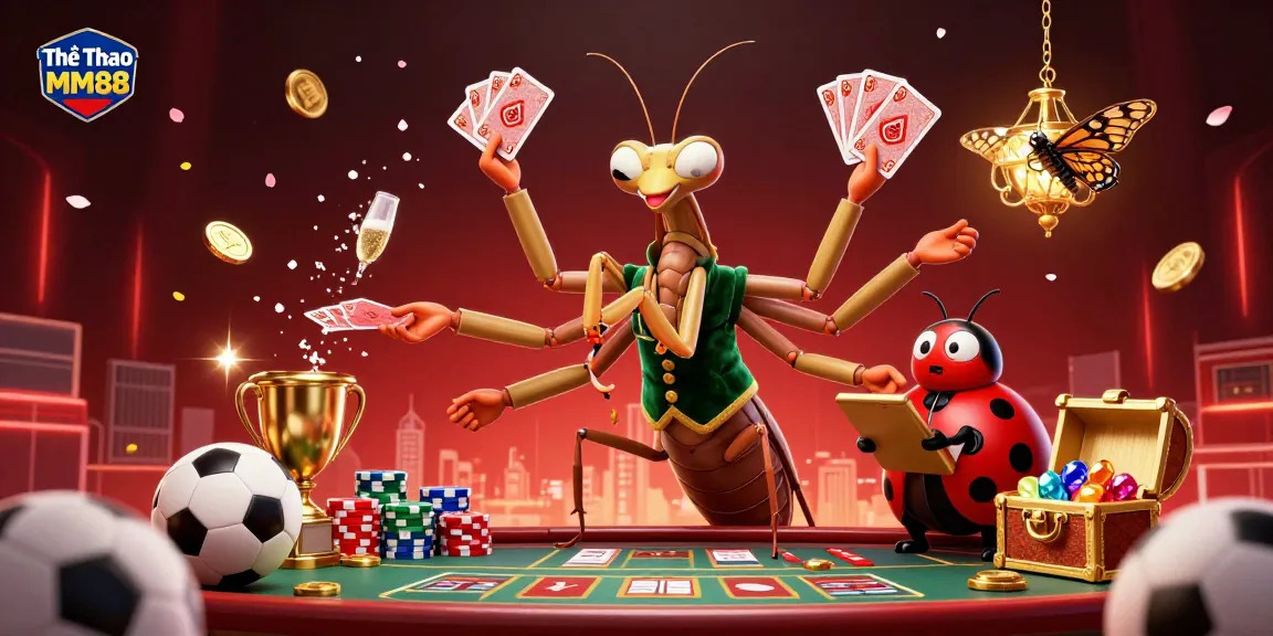Experience thrilling betting with Thể Thao MM88, featuring immersive casino characters and dynamic sports elements.