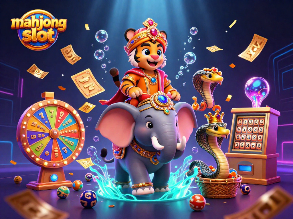 Play the exciting mahjong slot game with rich visuals and dynamic casino elements in this vibrant scene.