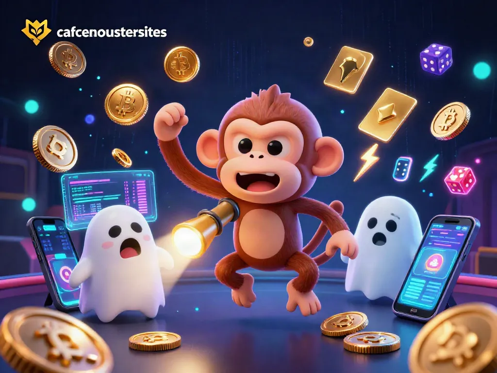 Explore cafecasinosistersites in a vibrant, lively casino scene with mystical elements and cryptocurrency.