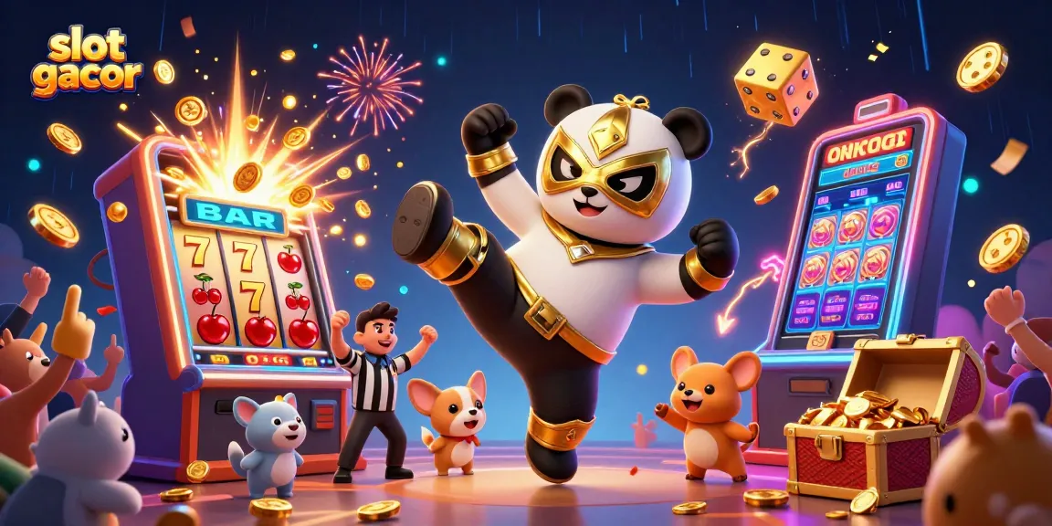 Experience thrilling slot gacor action with vibrant scenes of jackpot celebrations and playful characters.