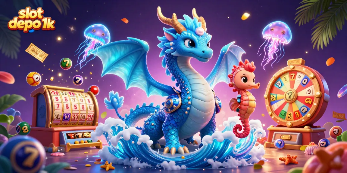 Experience the excitement of slot depo 1k with vibrant casino elements in a stunning 3D illustration.