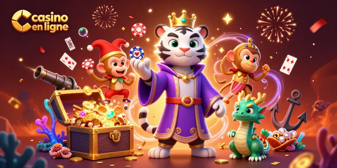 Jouer au casino en ligne avec un tigre élégant, un singe doré jonglant et un dragon en jade.