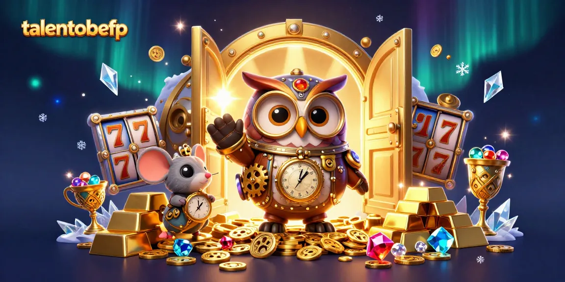 talentobefp showcases an immersive online slot gaming scene featuring a time-traveling owl and jackpot elements.