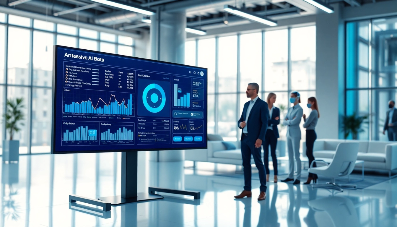 AI Bots providing assistance in a modern office environment.