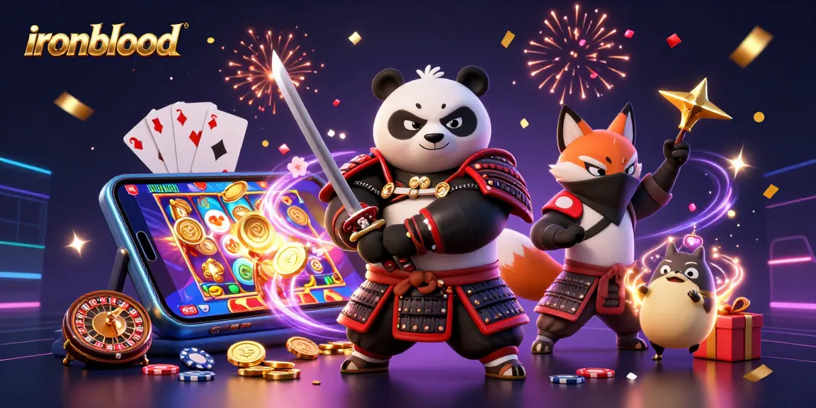 Experience the thrilling ironblood adventure with dynamic 3D characters, casino elements, and vibrant visuals.