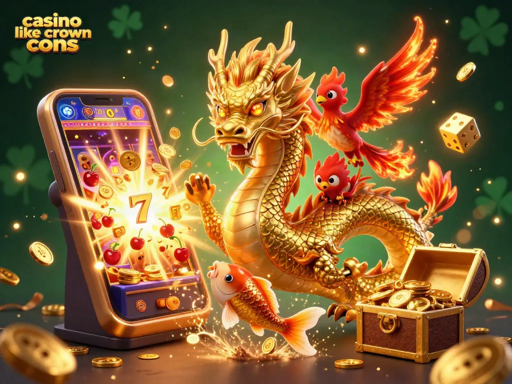 Spin the reels at a casino like crown coins with vibrant characters and engaging slot elements!