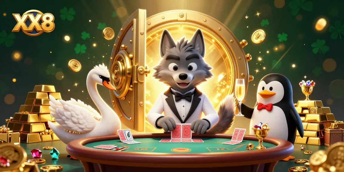 Engage with XX8's vibrant casino table scene featuring exciting card action and luxury elements.