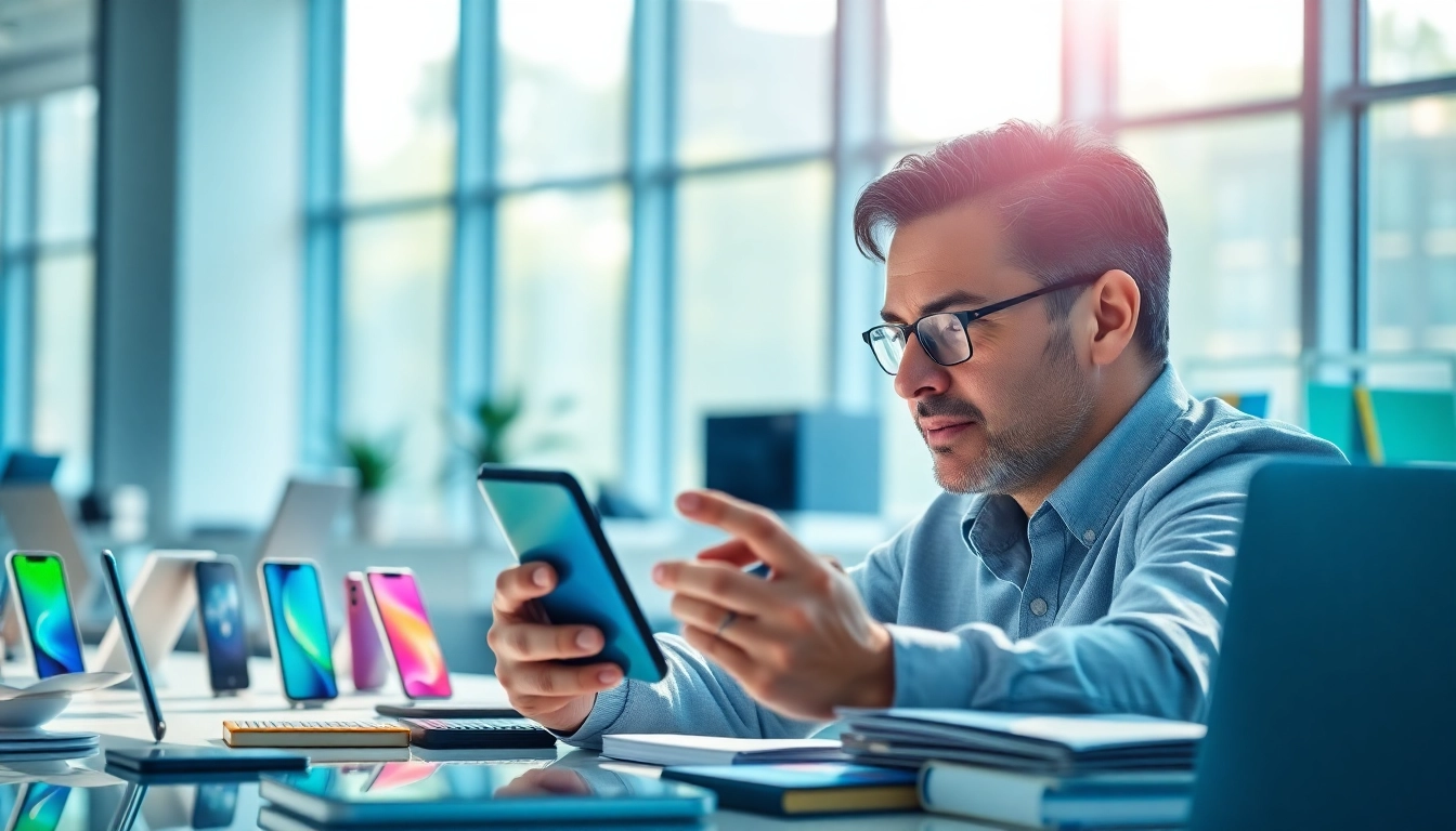 Sell your phone instant cash with expert evaluation in a modern office.