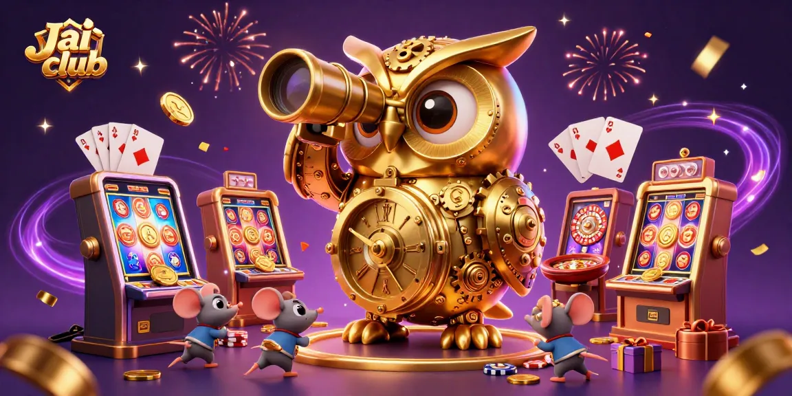 Experience Jai club excitement with animated characters amidst vibrant casino elements.