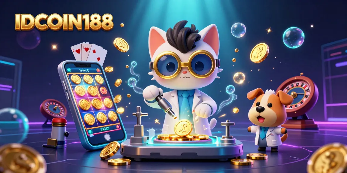 Engage with IDCOIN188 for thrilling gaming adventures in this vibrant 3D casino scene.