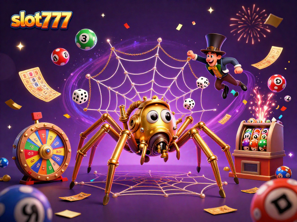 Experience thrilling wins on slot777 with a dynamic 3D illustration of casino excitement.