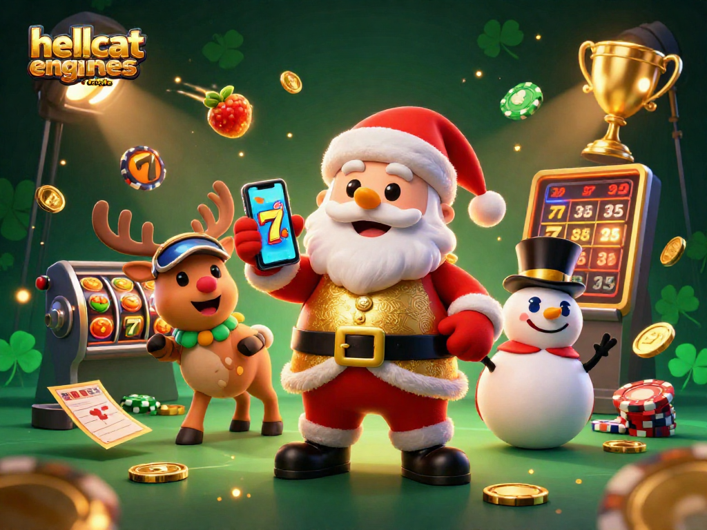 Engage with the thrill of gambling and find hellcat engines for sale in a festive 3D casino scene.