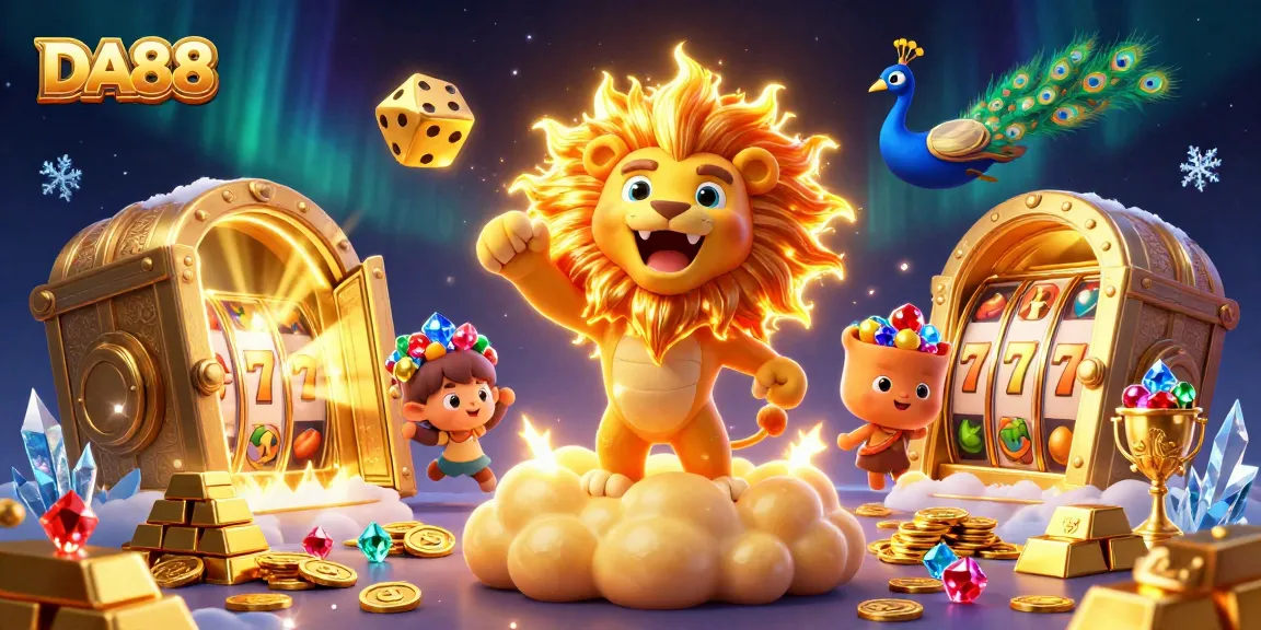 Experience thrilling gameplay at DA88 with vibrant 3D casino characters and dazzling treasures.