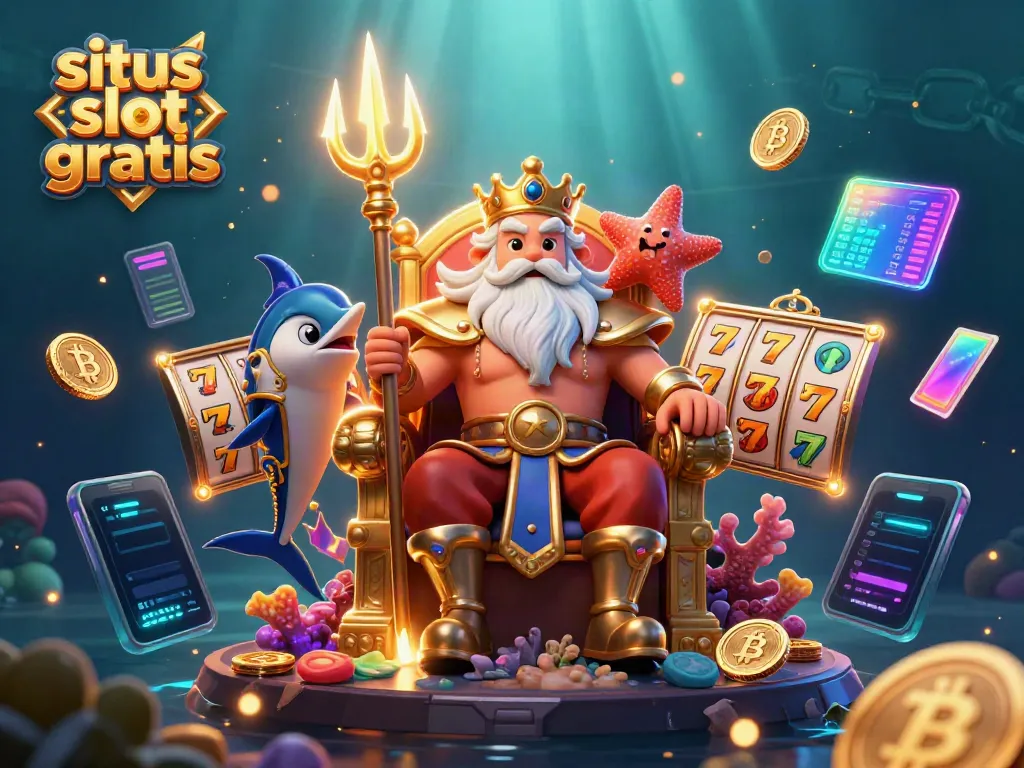 Engage with situs slot gratis through thrilling slot reels and a vibrant underwater scene.