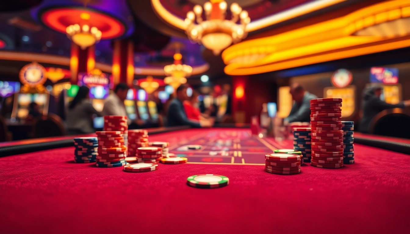 Bermain emasputihtoto di meja baccarat dengan pemain terlibat dan suasana kasino yang menyenangkan.