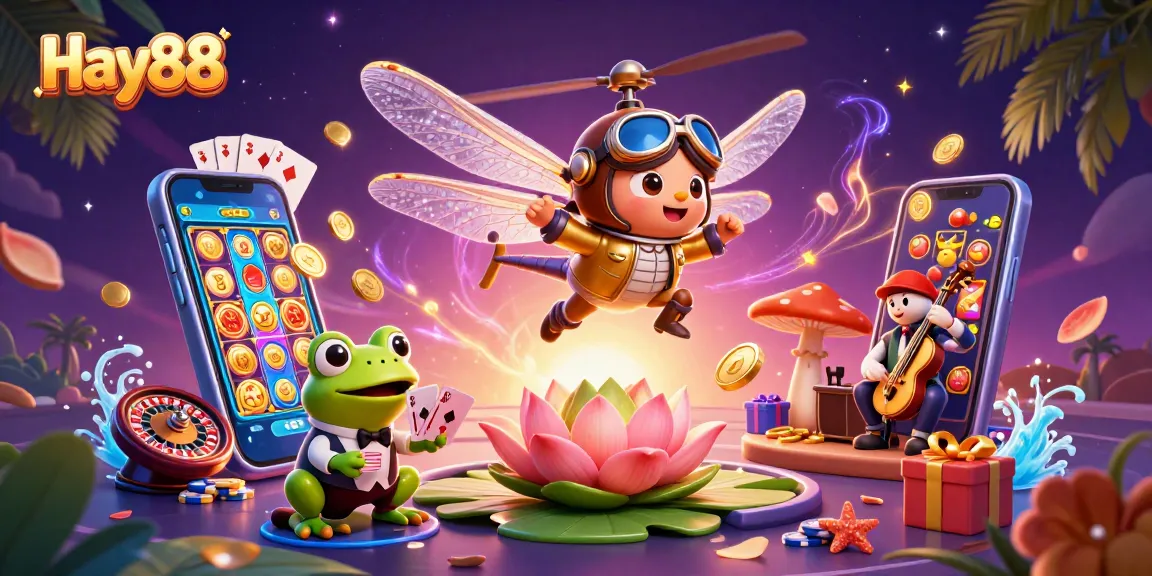 Engage in thrilling gameplay at Hay88, featuring dynamic casino characters amidst lively gambling action.