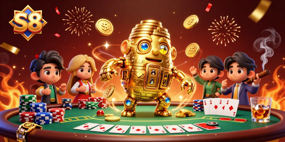 Experience the thrilling world of S8 with vibrant poker and gambling visuals.