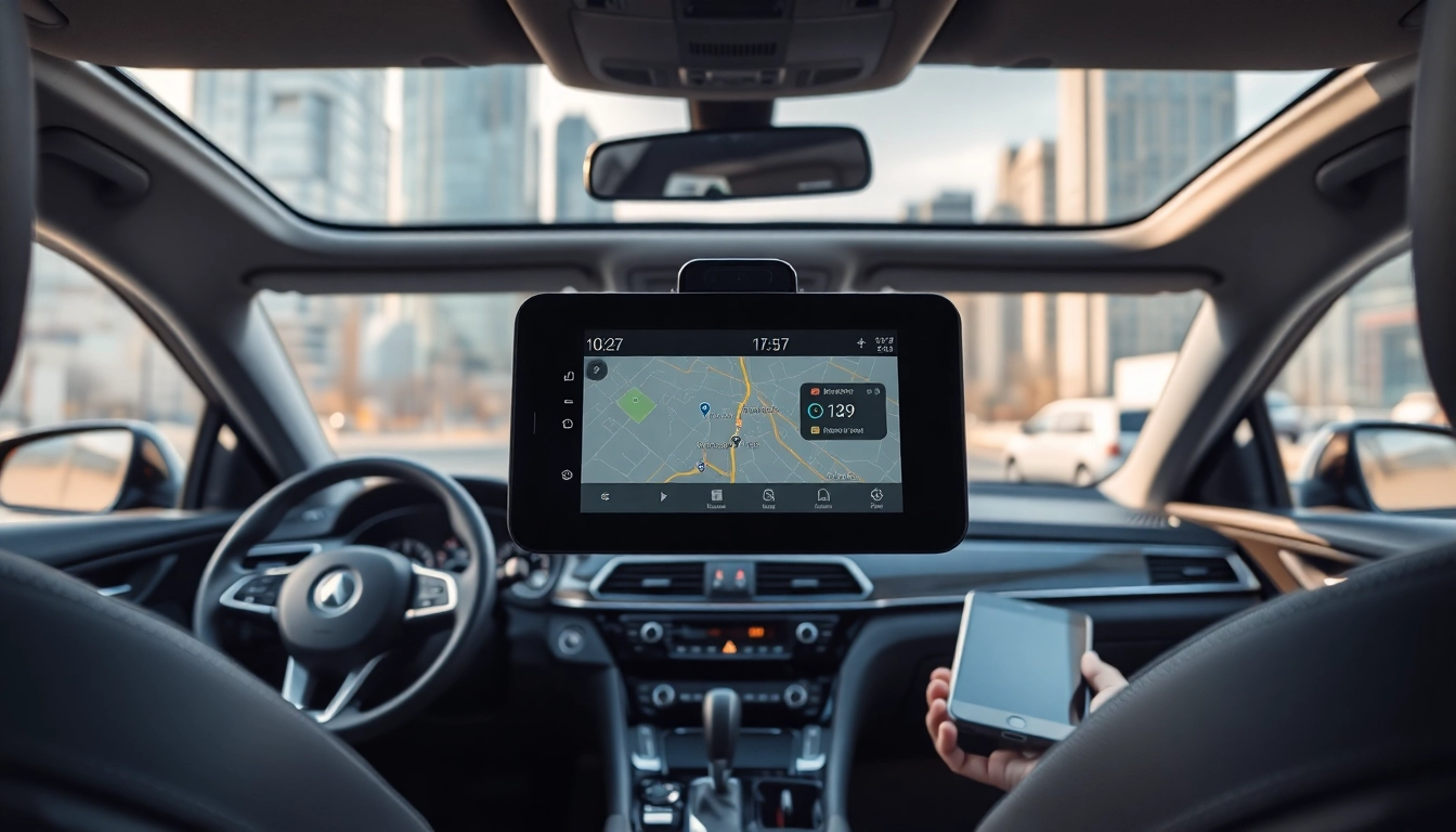Showcasing Insurance approved trackers in a high-tech car setting, emphasizing safety and connectivity.